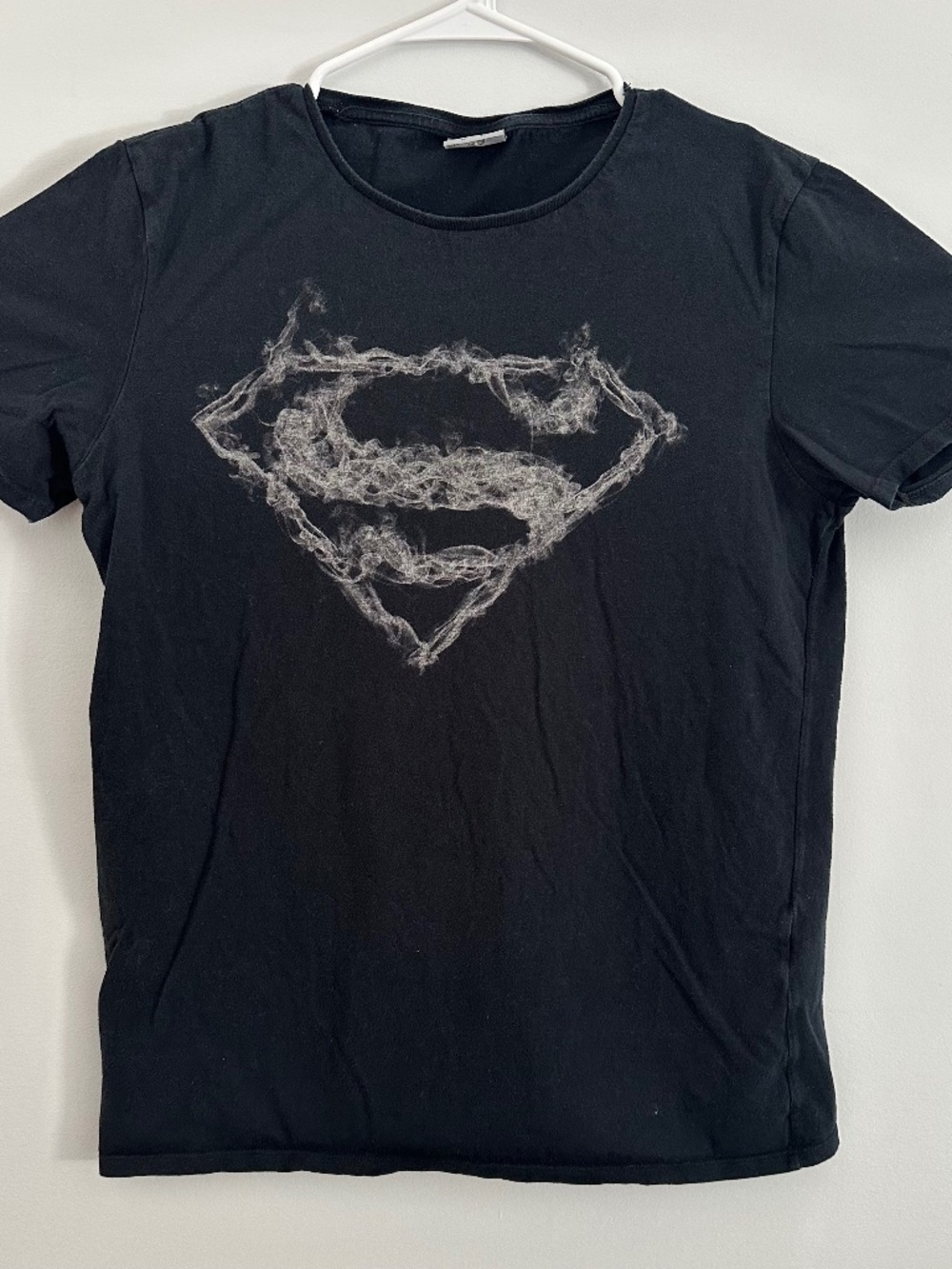 Superman Smoke Logo Graphic Print T-Shirt Medium Black Marvel Y2K Short Sleeve